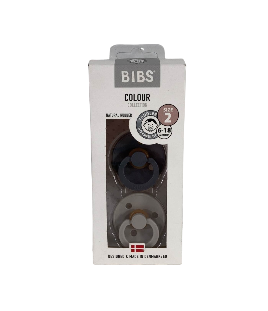  BIBS 2-Pack Pacifiers, Colour Collection, Size 2, Black/White