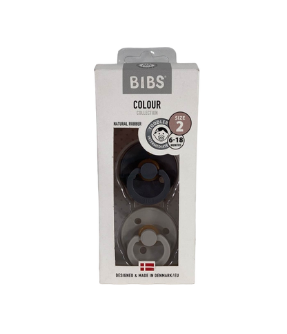  BIBS 2-Pack Pacifiers, Colour Collection, Size 2, Black/White