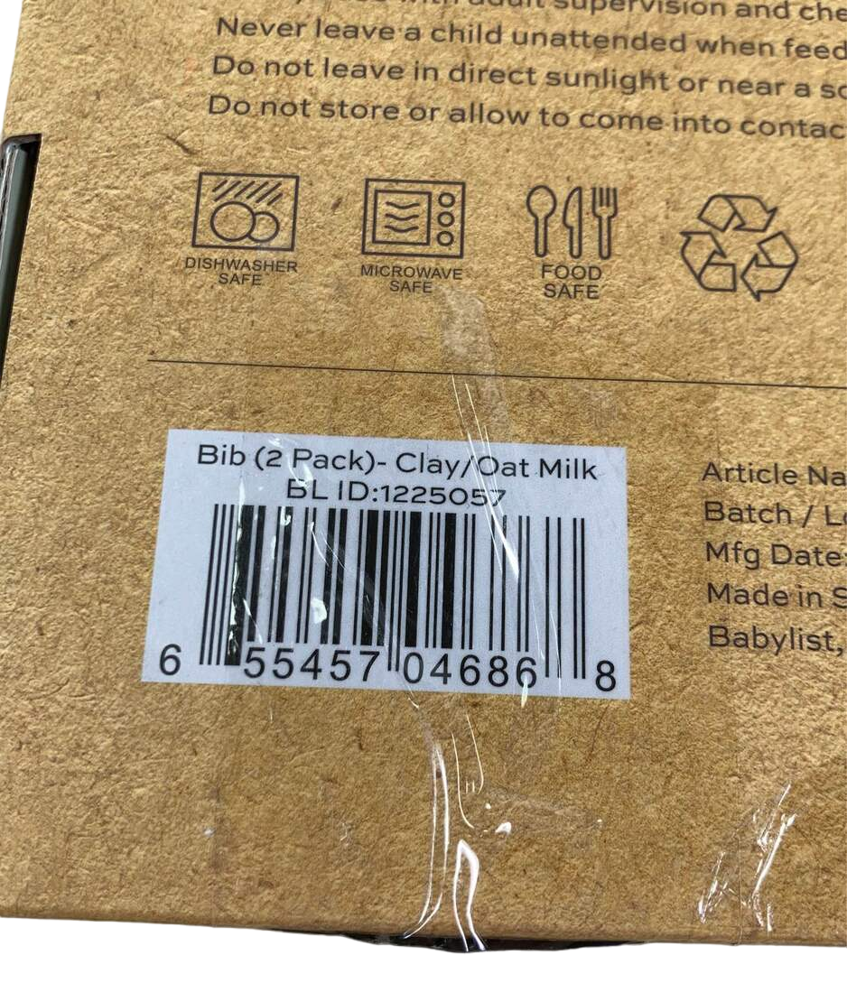 AEIOU Bib 2pack, Clay/Oat Milk