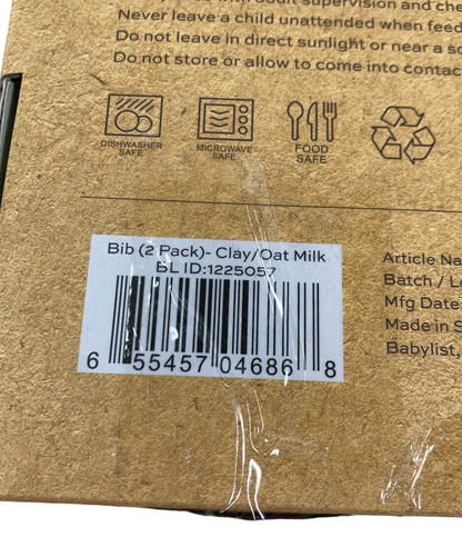  AEIOU Bib 2pack, Clay/Oat Milk