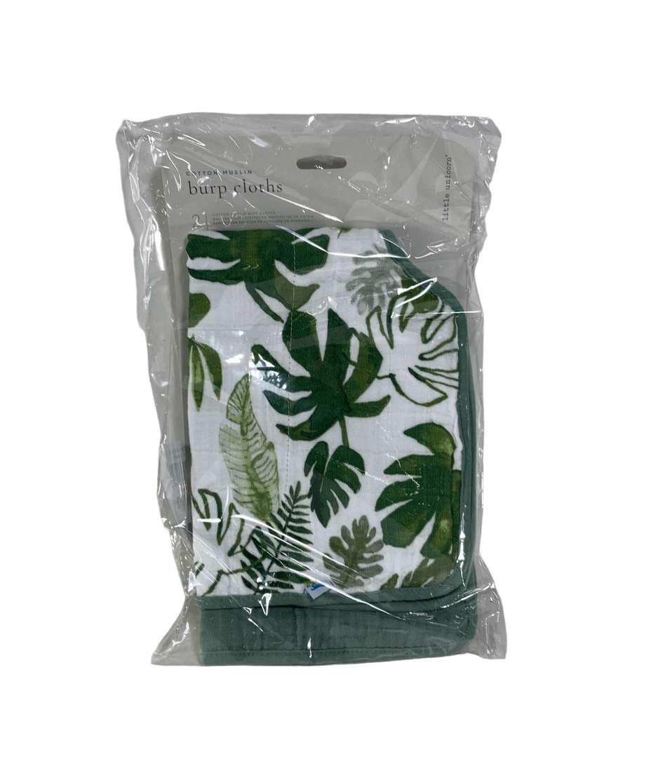  Little Unicorn Cotton Muslin Burp Cloth 2 Pack, Tropical Leaf