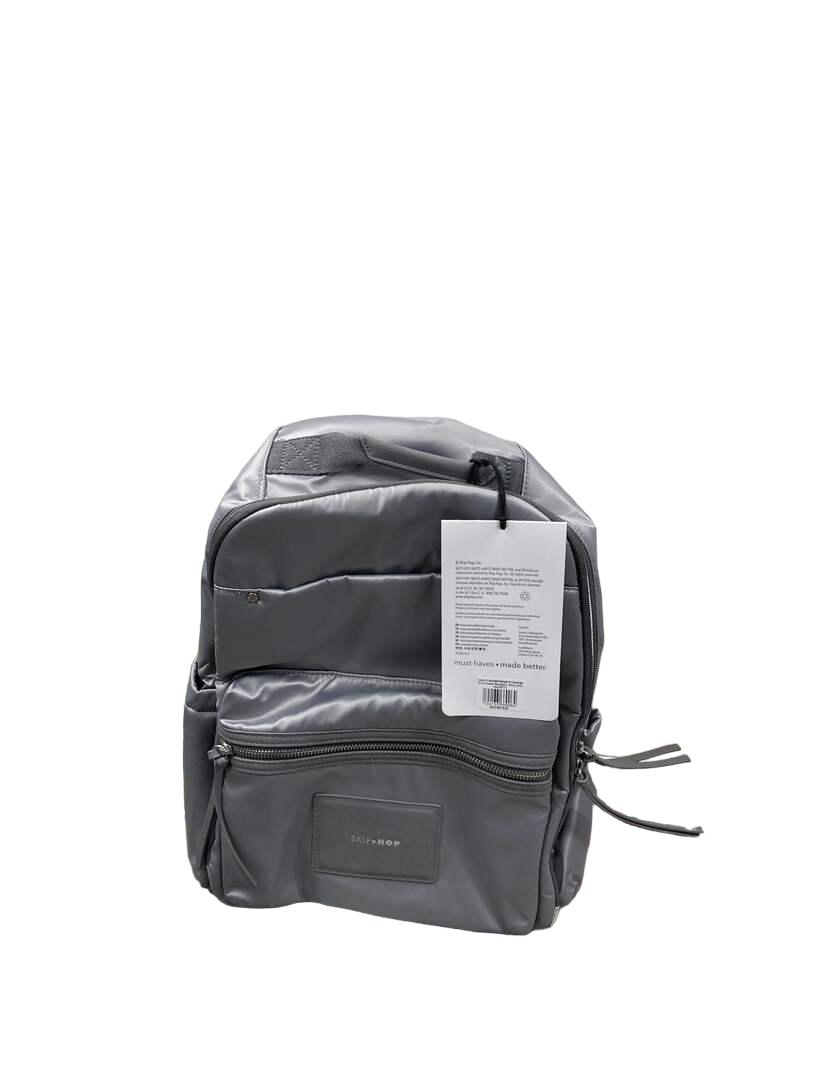  Skip Hop Skyler Backpack Diaper Bag, Shiny Grey