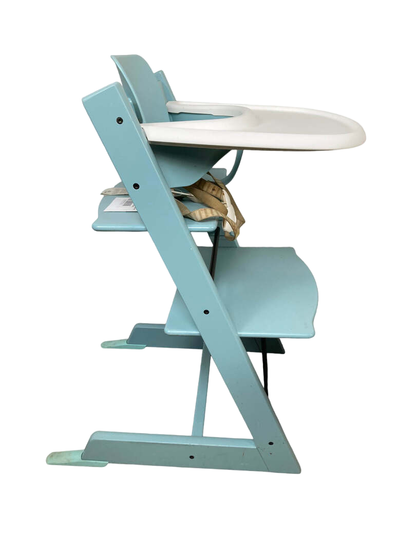  Stokke Tripp Trapp High Chair With Baby Set And Tray, Soft Mint, White