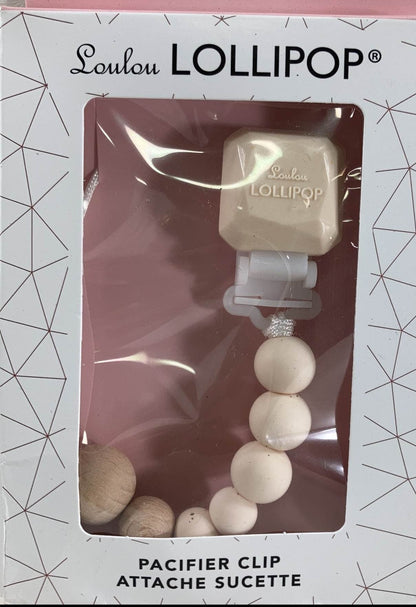  LouLou Lollipop Pacifier Clip, Coconut Milk