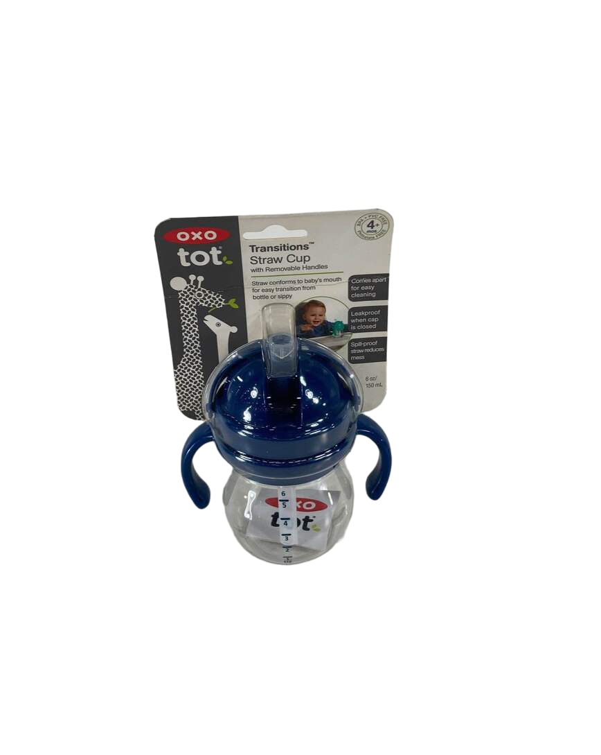  OXO Tot Transitions Soft Spout Sippy Cup With Removable Handles, Navy