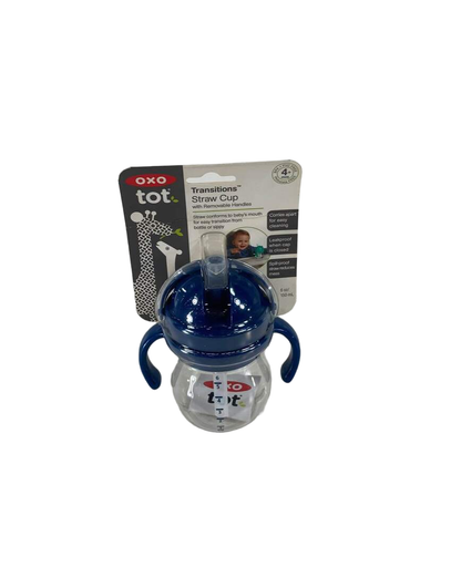  OXO Tot Transitions Soft Spout Sippy Cup With Removable Handles, Navy