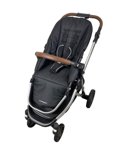  Mockingbird Single Stroller, 2023, Black, Silver With Penny Leather