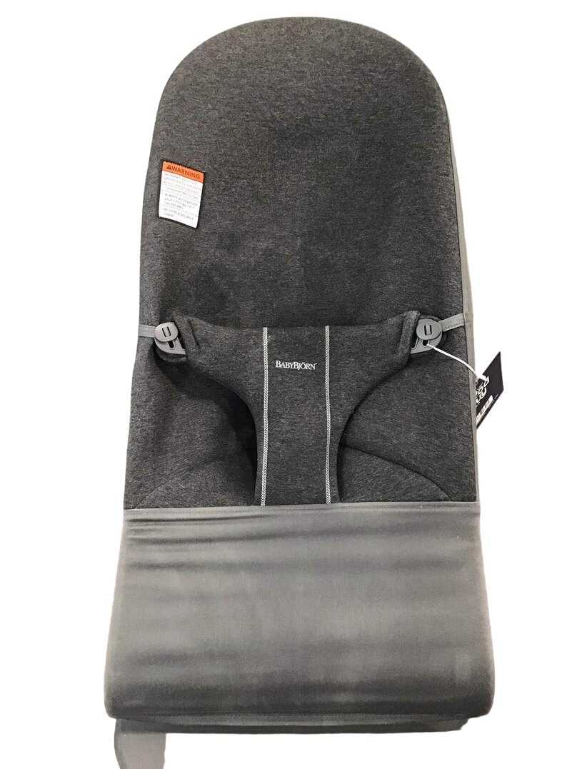  BabyBjorn Bouncer Bliss, Charcoal Gray 3D Jersey, Light Gray Frame, With Toy Bar