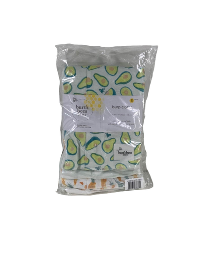  Burt's Bees Baby Organic Cotton Burp Cloths 5 Pack, Avo-Crazy