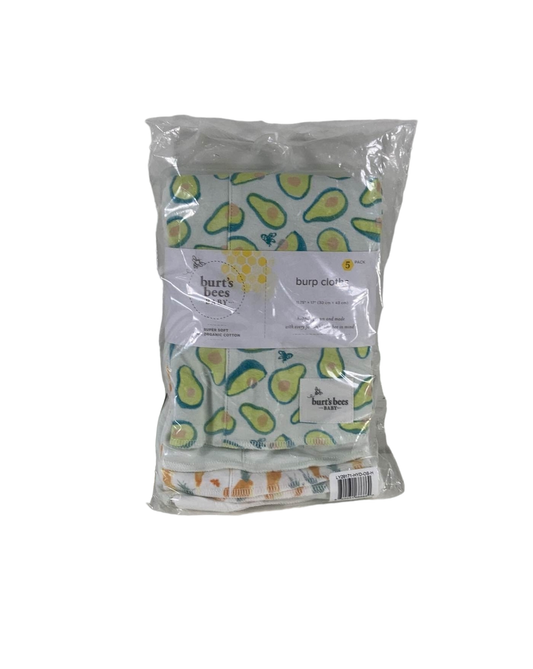  Burt's Bees Baby Organic Cotton Burp Cloths 5 Pack, Avo-Crazy