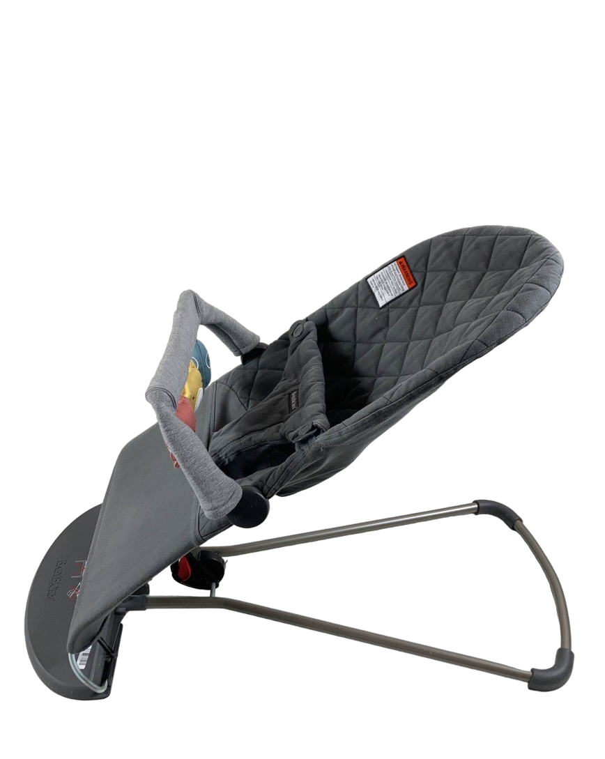  BabyBjorn Bouncer Bliss With Soft Toy Bar, Dark Gray Frame, Anthracite Cotton Classic Quilt