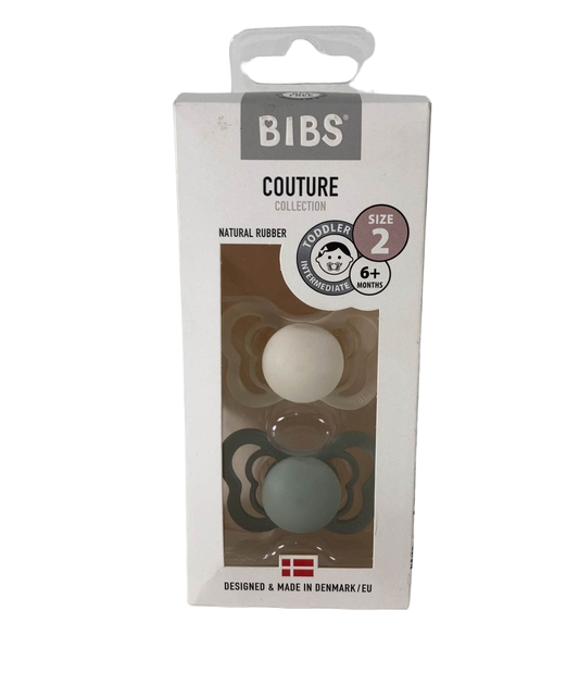 BIBS Couture Natural Rubber Pacifier, 2 Pack Ivory/Sage