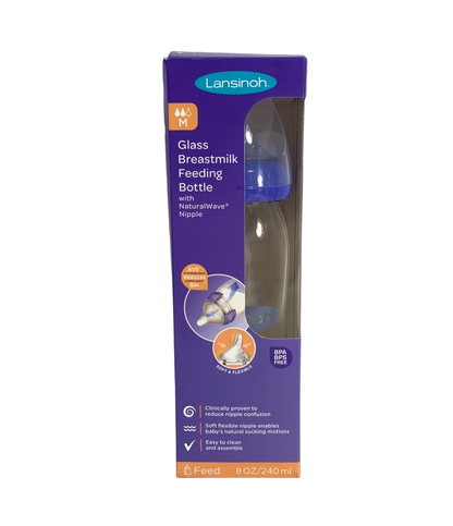  Lansinoh Breastmilk Feeding Glass Bottle, 8 Oz
