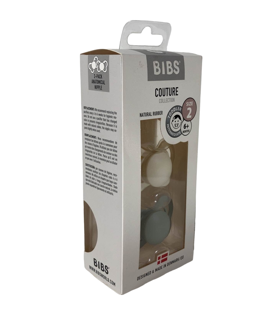  BIBS Couture Natural Rubber Pacifier, 2 Pack Ivory/Sage