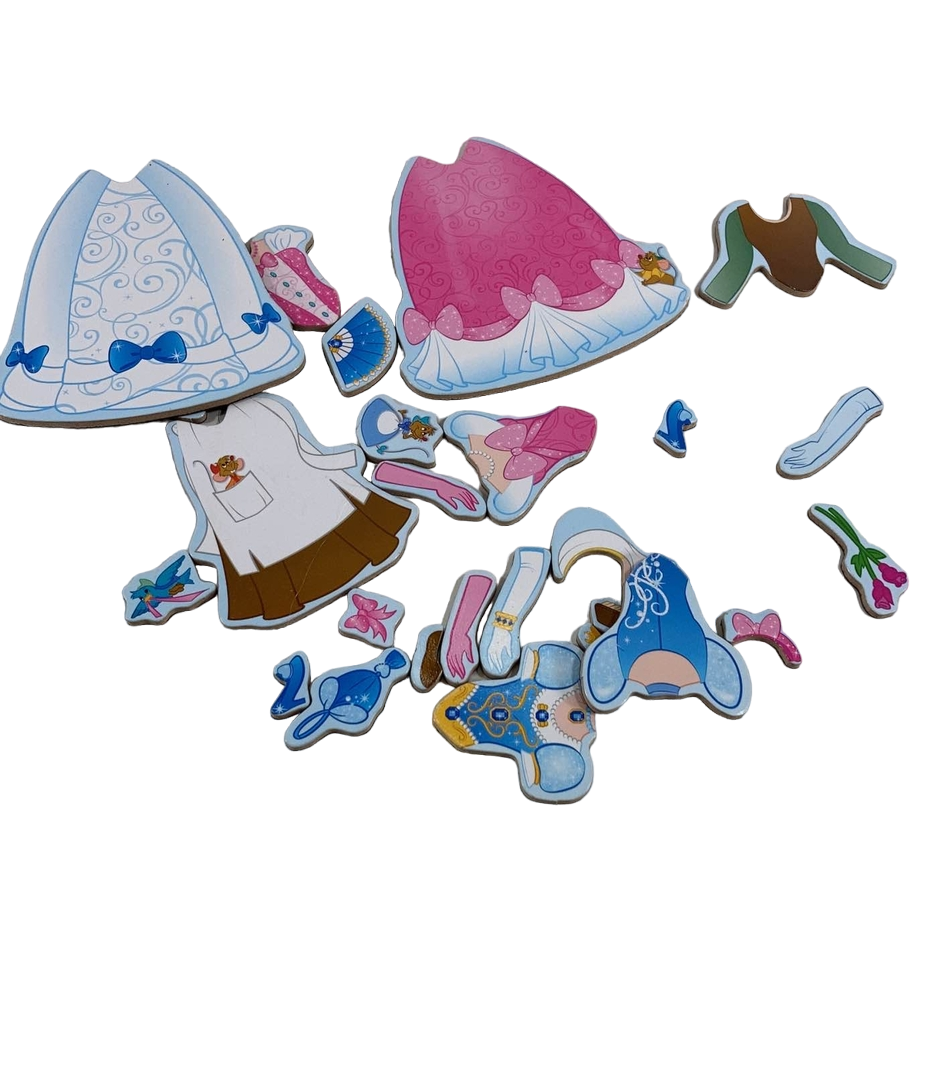  Disney Princesses Wooden Doll Magnetic Dress Up Set