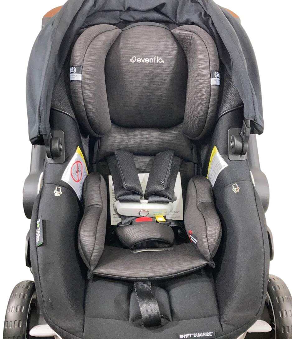  Evenflo Gold Shyft Dual Ride Infant Car Seat Stroller Combo, 2023, Onyx Black