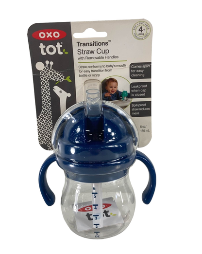  OXO Tot Transitions Soft Spout Sippy Cup With Removable Handles, Navy