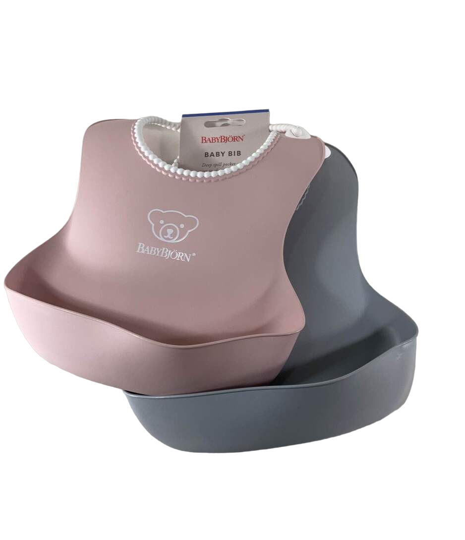  BabyBjorn Bib Set, 2 Pack, Gray/Powder Pink