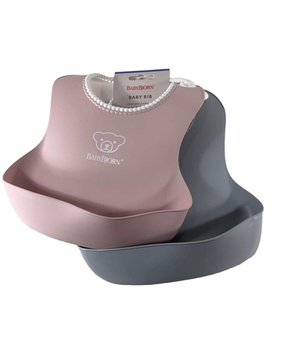  BabyBjorn Bib Set, 2 Pack, Gray/Powder Pink