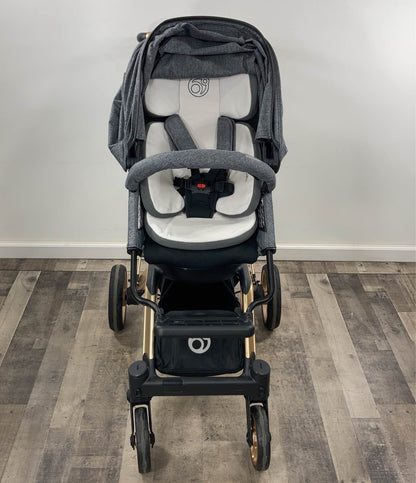  Orbit BabyG5 Stroller With Snack Tray, 2021, Gold Frame, Grey Melange Seat