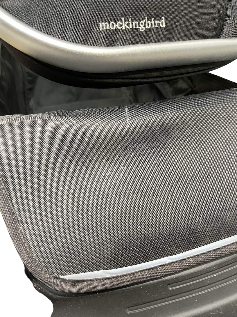  Mockingbird Single To Double Stroller, 2020, Silver With Black Leather, Windowpane, Sea