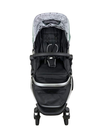  Mockingbird Single Stroller, 2022, Sage, Watercolor Drops, Silver With Black Leather
