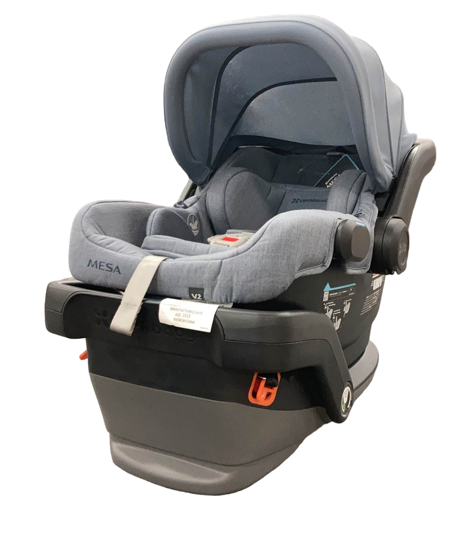  UPPAbaby MESA V2 Infant Car Seat, 2023, Gregory (Blue Melange Merino Wool)