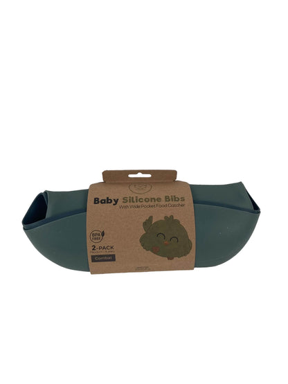  Happy Healthy Parent Silicone Bibs, Set Of 2