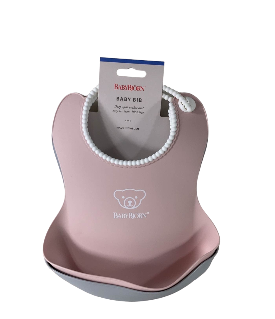 BabyBjorn Bib Set, 2 Pack, Gray/Powder Pink