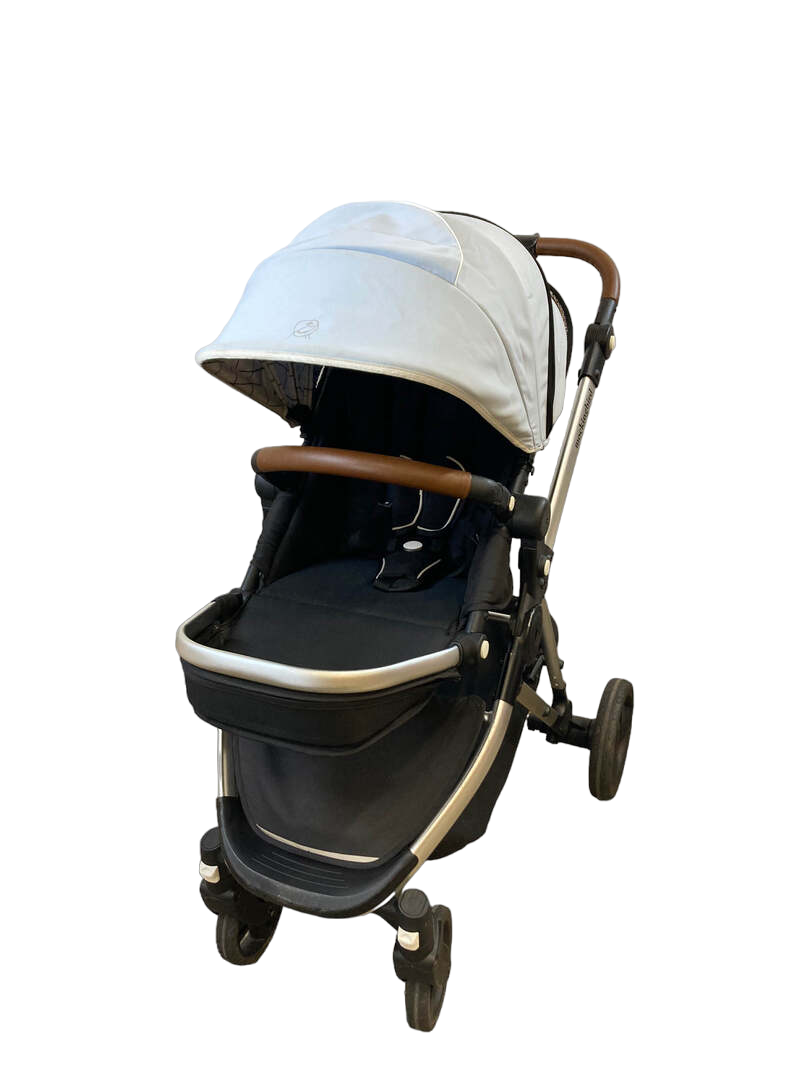  Mockingbird Single Stroller, 2020, Sky, Windowpane, Silver With Black Leather