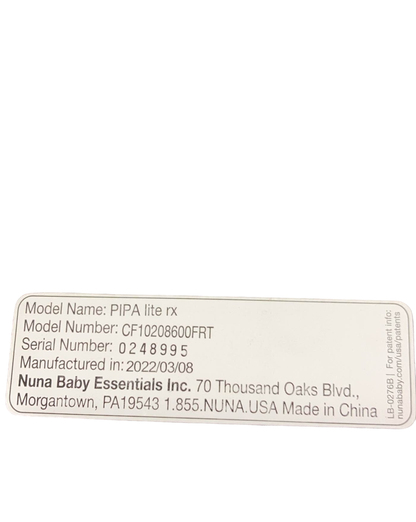  Nuna Pipa Lite RX And Pipa Relx Base, 2022, Frost