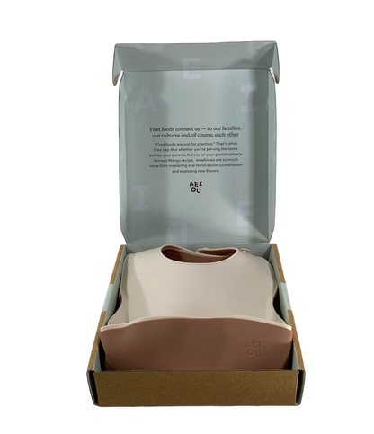  AEIOU Bib 2pack, Clay/Oat Milk